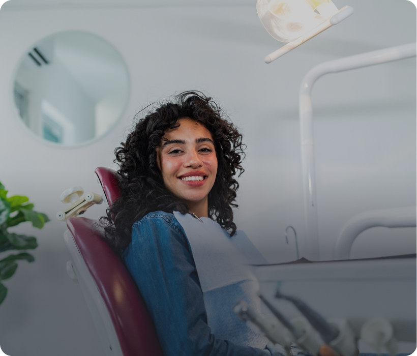 Happy person at dental appointment