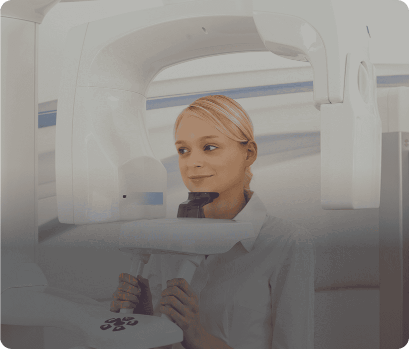 Woman preparing for dental scan