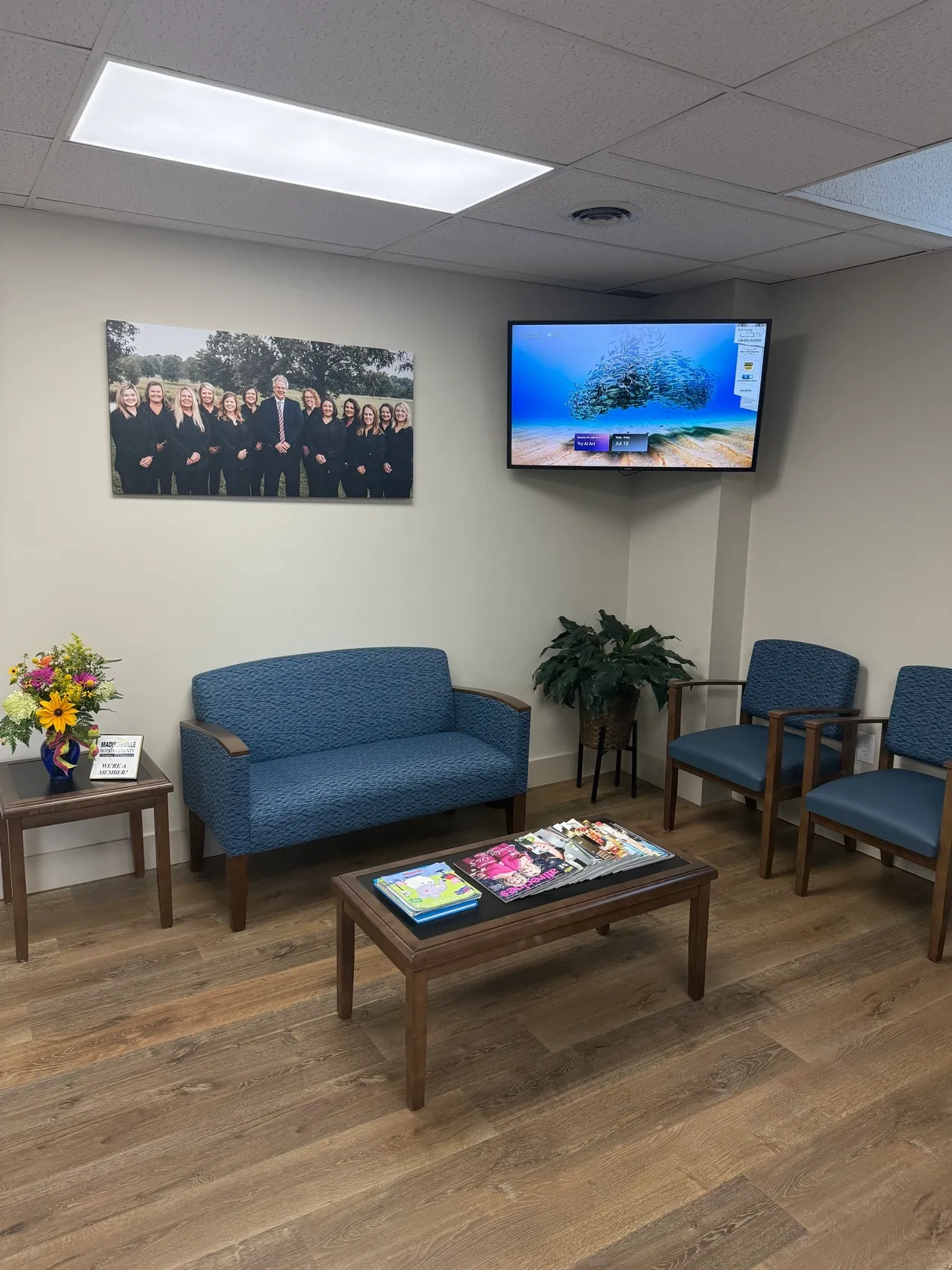 Cozy seating in reception area