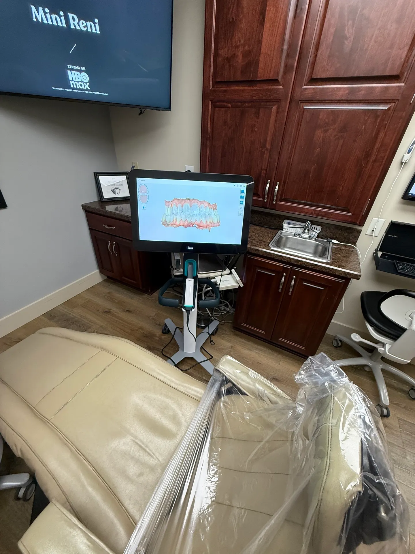 Dentist chair and monitor